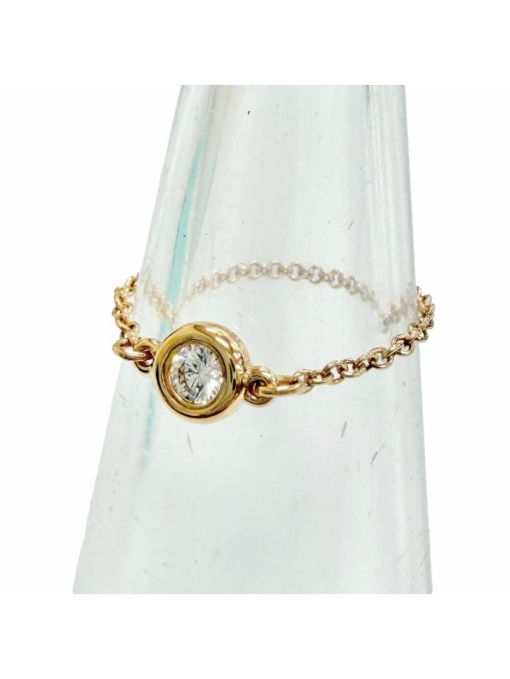 Tiffany & Co by the Yard Chain Ring 18k Gold Diamond Diameter .55 Pink Jp7